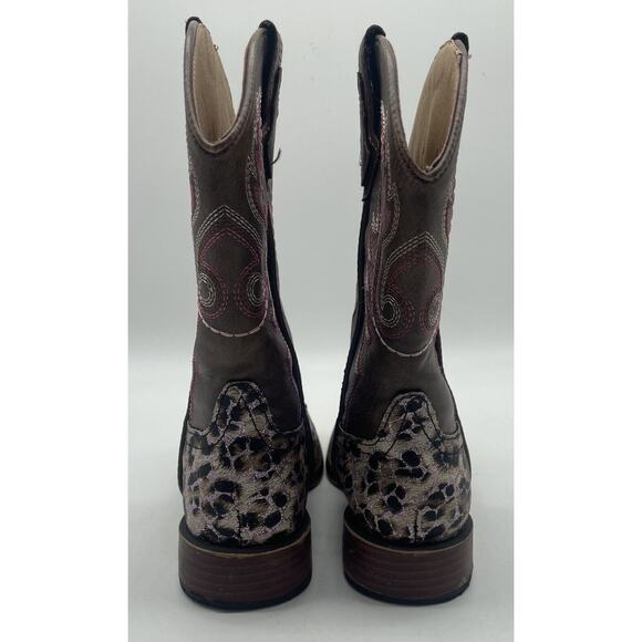 Roper Brand Little Kids Youth Sz 11 Brown Cheetah Print Cowboy Western Boot READ - Picture 7 of 8